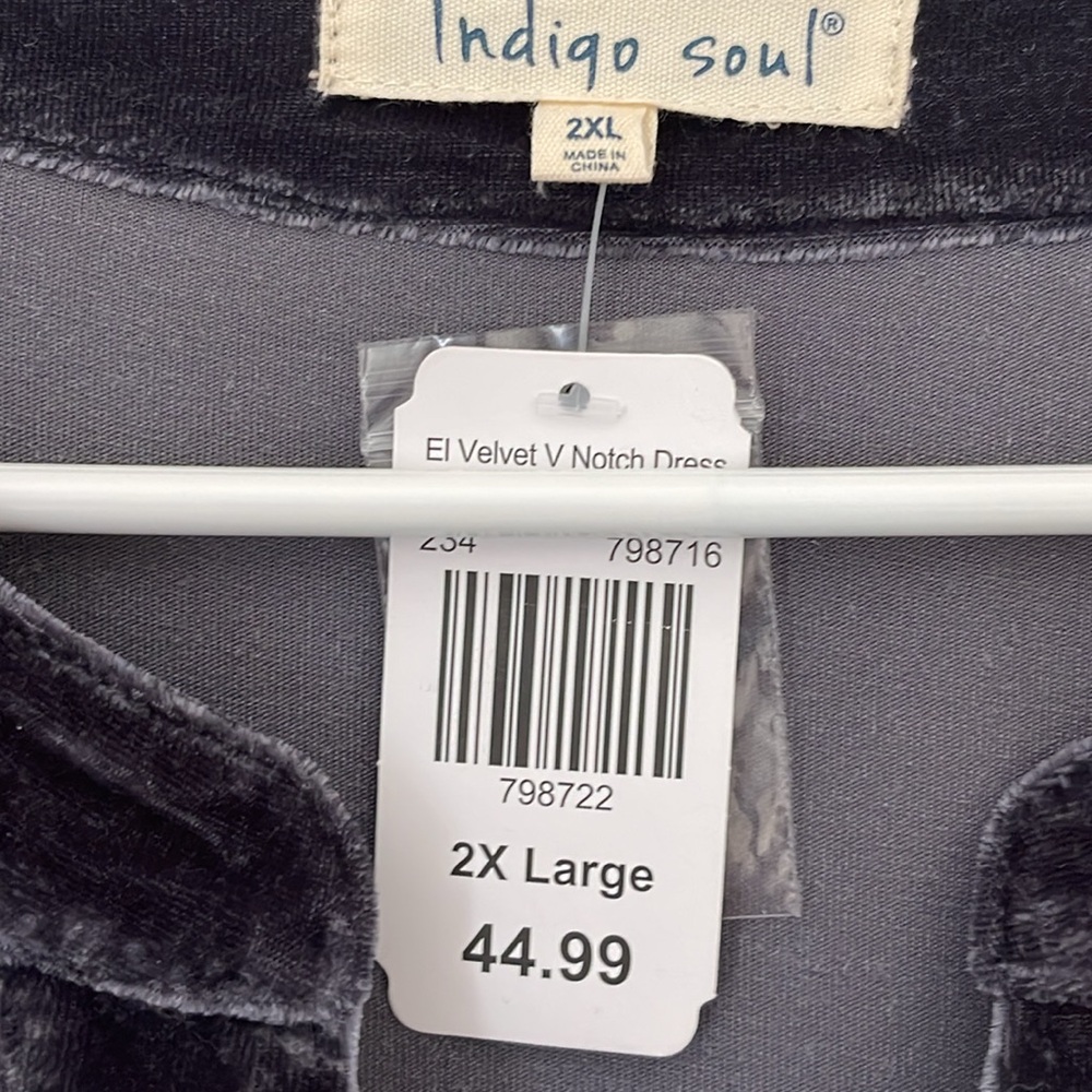 Indigo Soul Velvet V Notch Dress Blue NWT 2X Plus Size Baby Doll Style N… - Picture 3 of 10